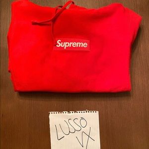2016 Red Supreme Box Logo Hoodie